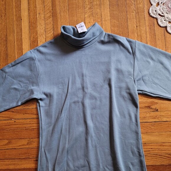 BNWT Suzy Shier Dusty Blue Sweater Turtle Mock Neck T Shirt Dress M - Picture 6 of 6